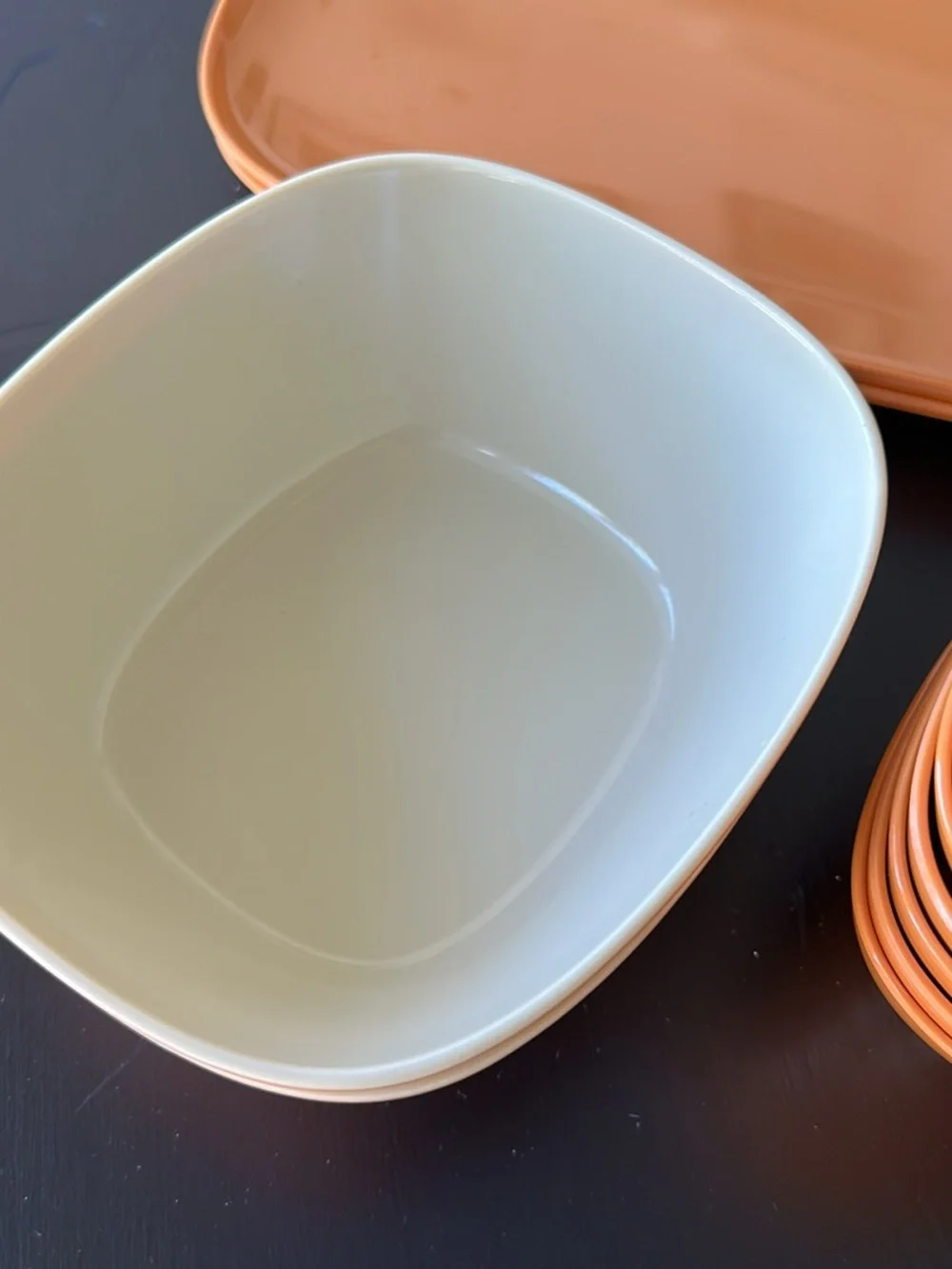 Pier One pumpkin Orange melamine Serving Bowl and Dip Set